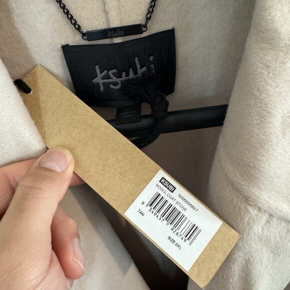 Ksubi Mogul Stone Coat Felted Wool Blend Unlined Collared Tan Long XXL 2XL NEW - Picture 6 of 7